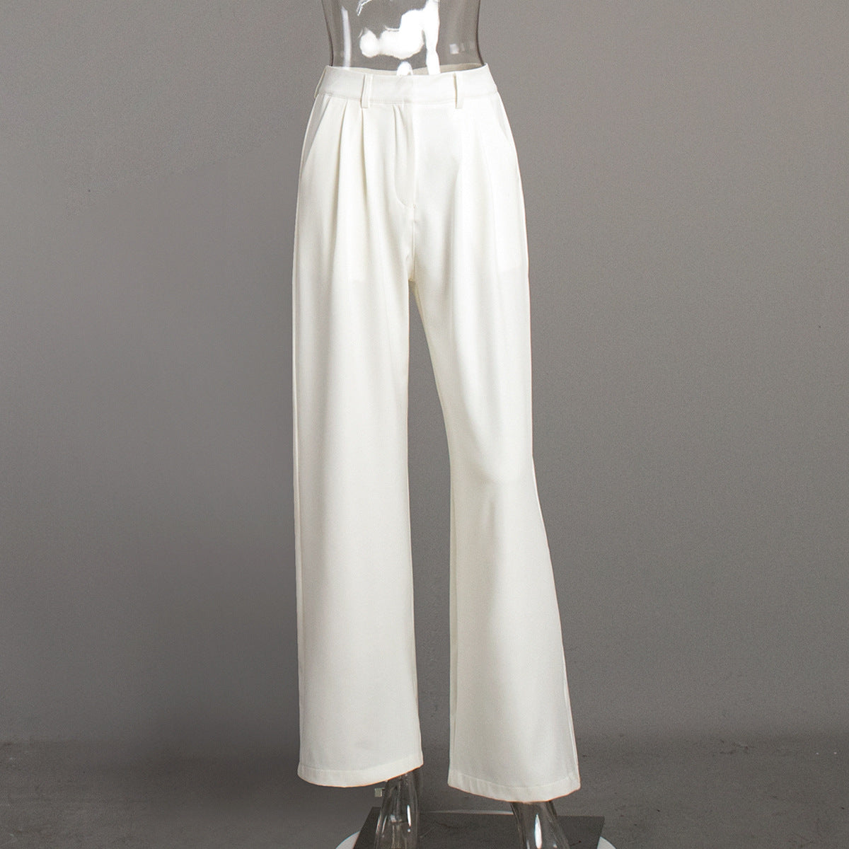 Women Fashion Casual Loose Solid Color High Waist Pants