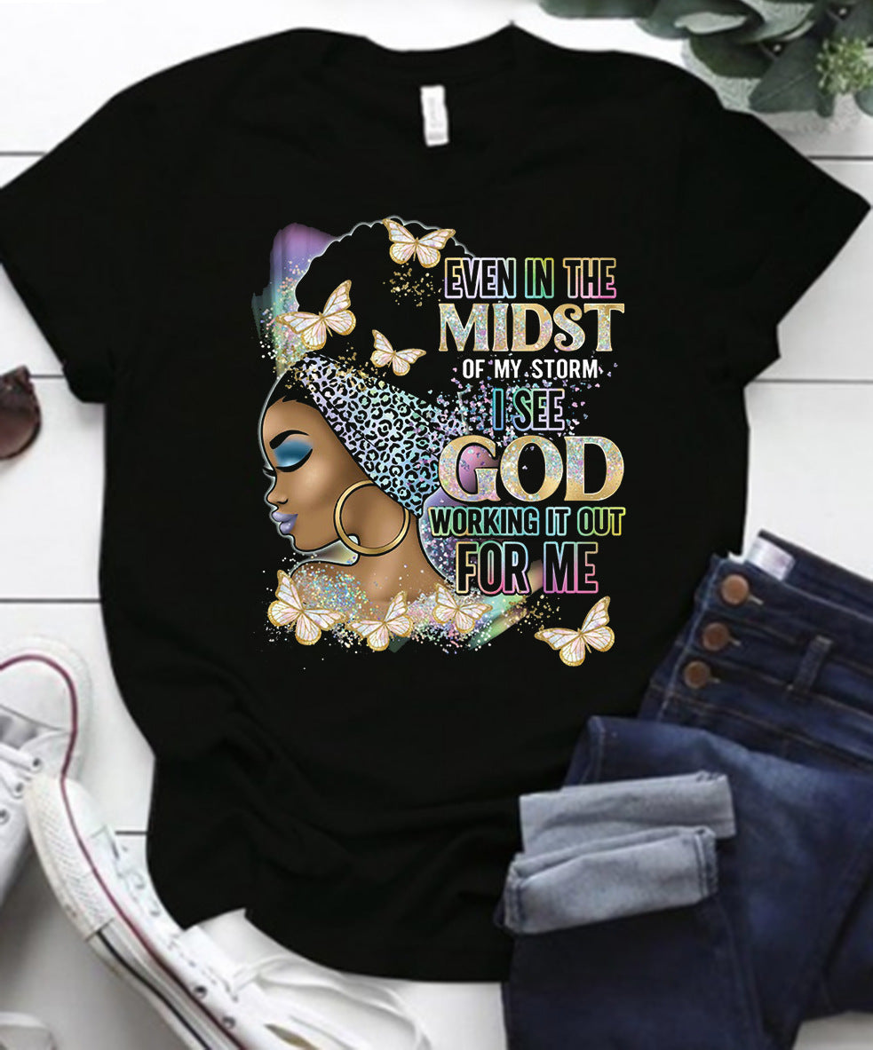 Women Casual Loose Plus Size Round Neck Short-Sleeved Pretty Girl Graphics Colorful Printed T-Shirt