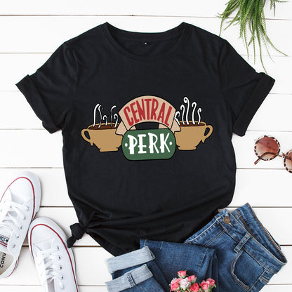 Camiseta informal de manga corta de Central Perk para mujer