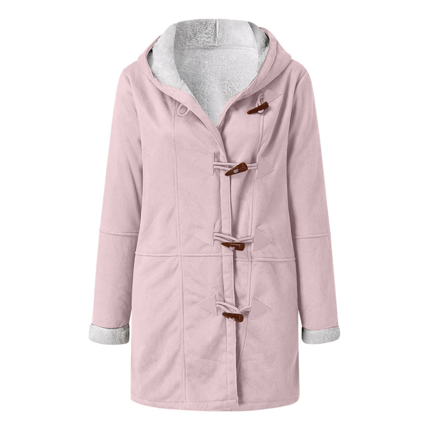 Abrigo de felpa cálido con capucha y forro polar de manga larga informal de invierno para mujer de talla grande