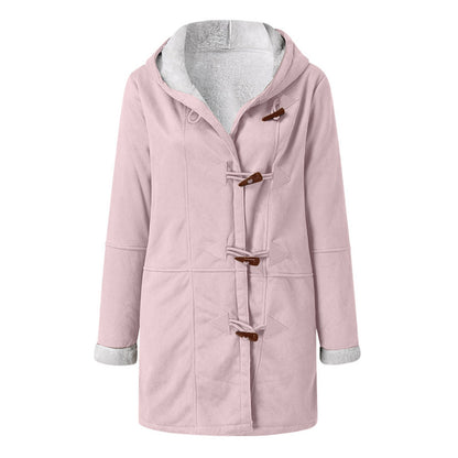 Abrigo de felpa cálido con capucha y forro polar de manga larga informal de invierno para mujer de talla grande