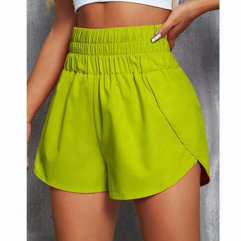 Summer High Waist Women Casual Elastic Loose Summer Solid Color Sports Shorts