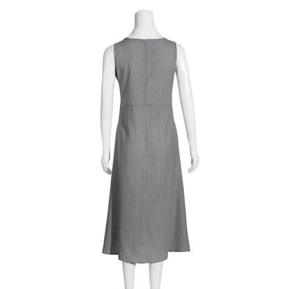 Women'S Plus Size Fashion Casual Stripe Sleeveless Plus Size Midi Dress