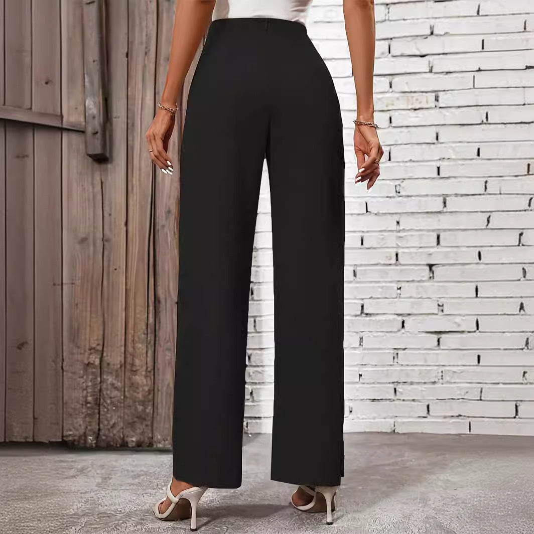 Women Fashion Casual High Waist Adjustable Lace-Up Pants