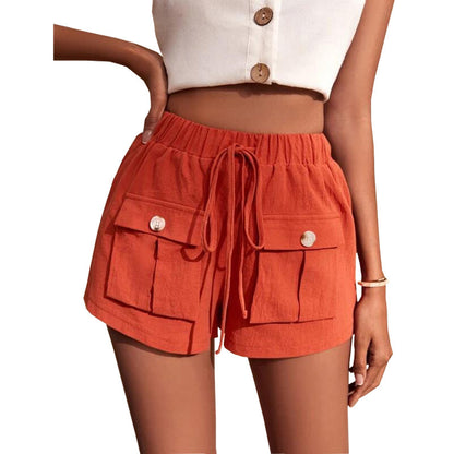 Summer Women Casual Drawstring Cargo Shorts
