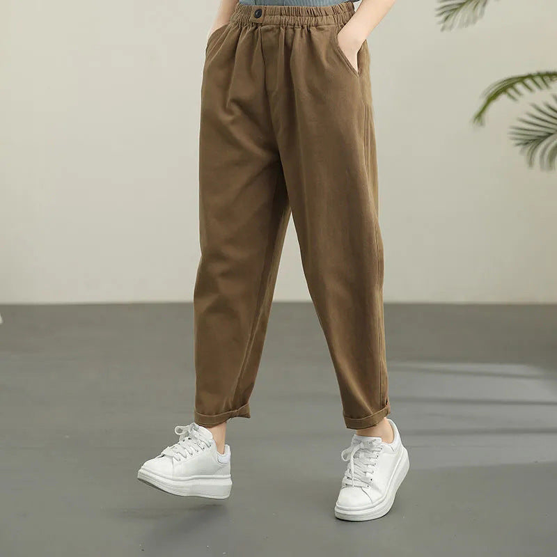 Women Fashion Casual Solid Color Harem Cropped Pants