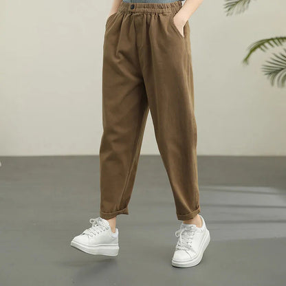 Women Fashion Casual Solid Color Harem Cropped Pants