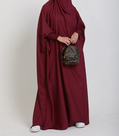Women Casual Solid Color Abaya Long Sleeve Maxi Dress