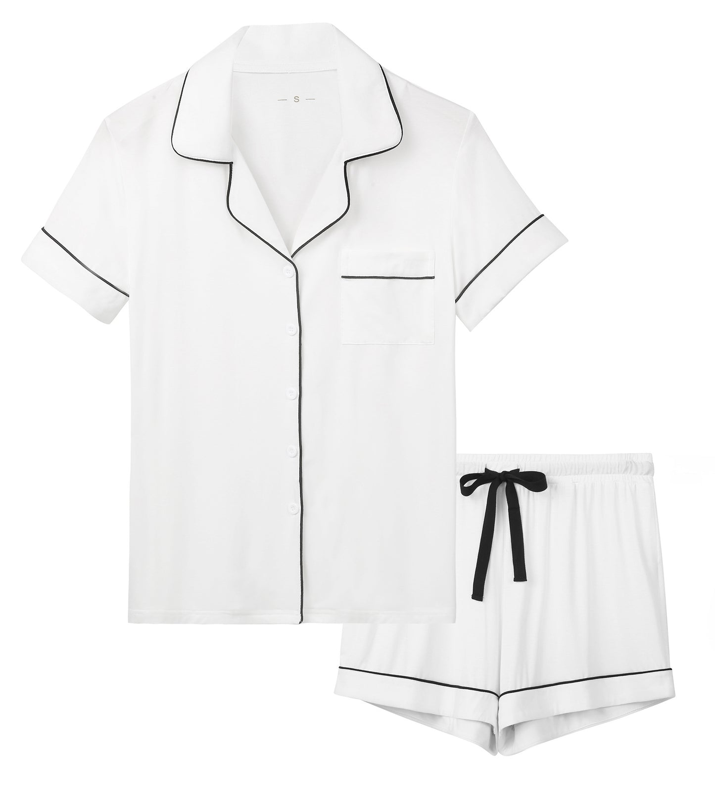 Pijama de dos piezas de verano para mujer, transpirable, informal, con solapa y manga corta.