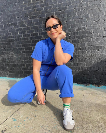 Plus Size Summer New Women Casual Fashion Solid Color Short Sleeve Lapel Zipper Cargo Jumpsuits