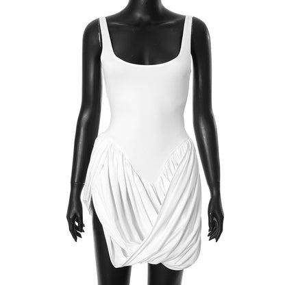 Vestido irregular sin mangas de color sólido casual de moda para mujer