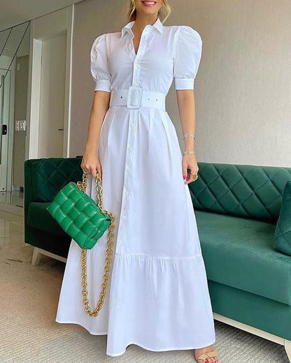 Women'S Casual Solid Color Dress With Belt