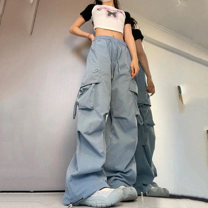 Women Fashion Loose Casual Wide Leg Cargo Pants