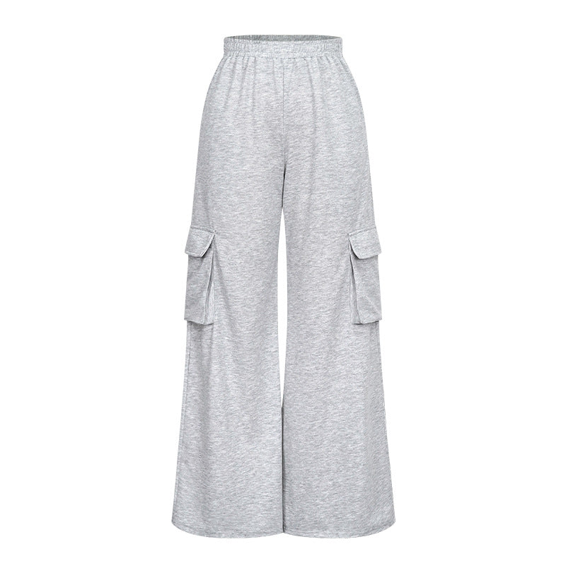 Women Fashion Casual High Waist Wide Legs Cargo Pants