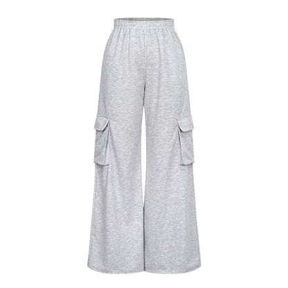 Women Fashion Casual High Waist Wide Legs Cargo Pants