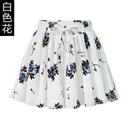 Pantalones cortos holgados de cintura alta de gasa para mujer, informales, con estampado, talla grande