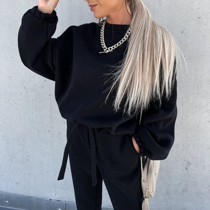 Conjunto informal de dos piezas para mujer, sudadera y pantalones de color liso, moda deportiva para otoño e invierno