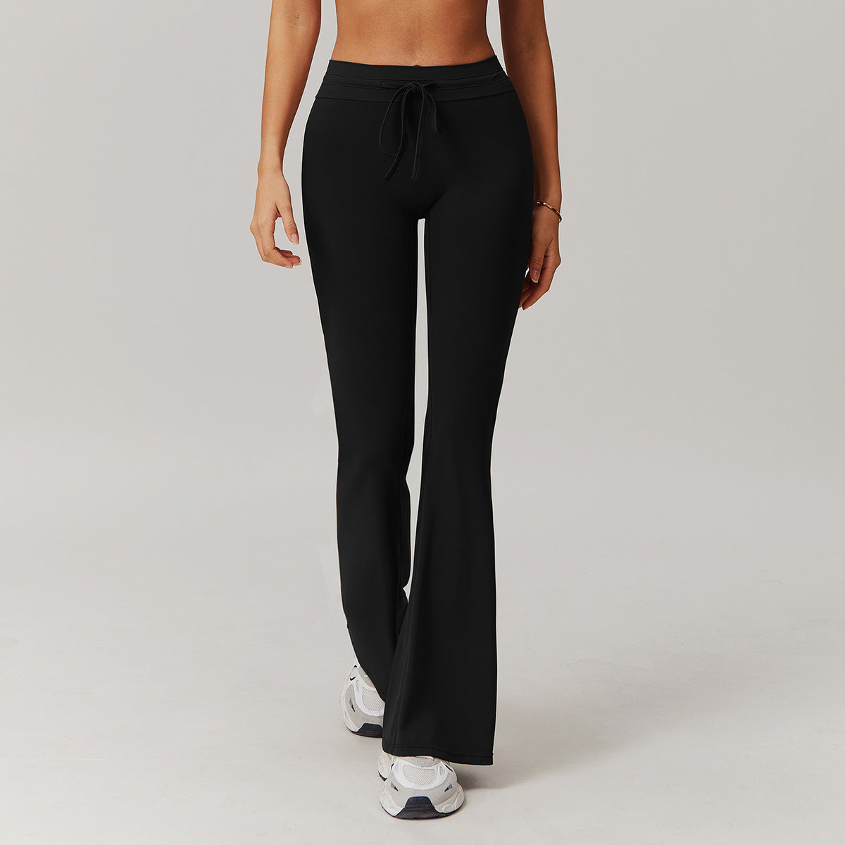 Women Fashion Casual Solid Color High Waist Wide Leg Micro Sports Pants