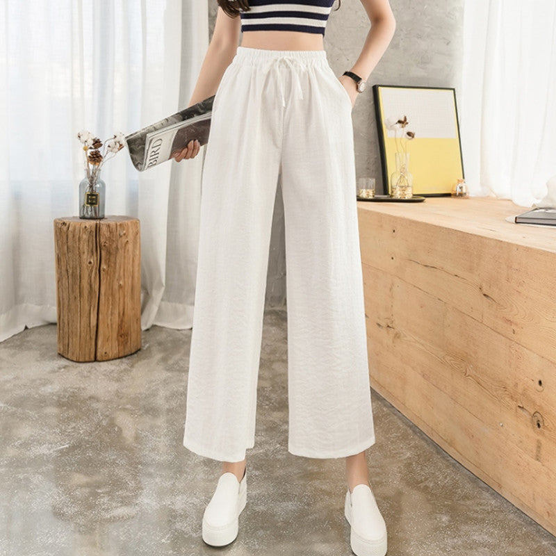 Women'S Fashion Casual Loose High Waist Thin Drape Cropped Pants