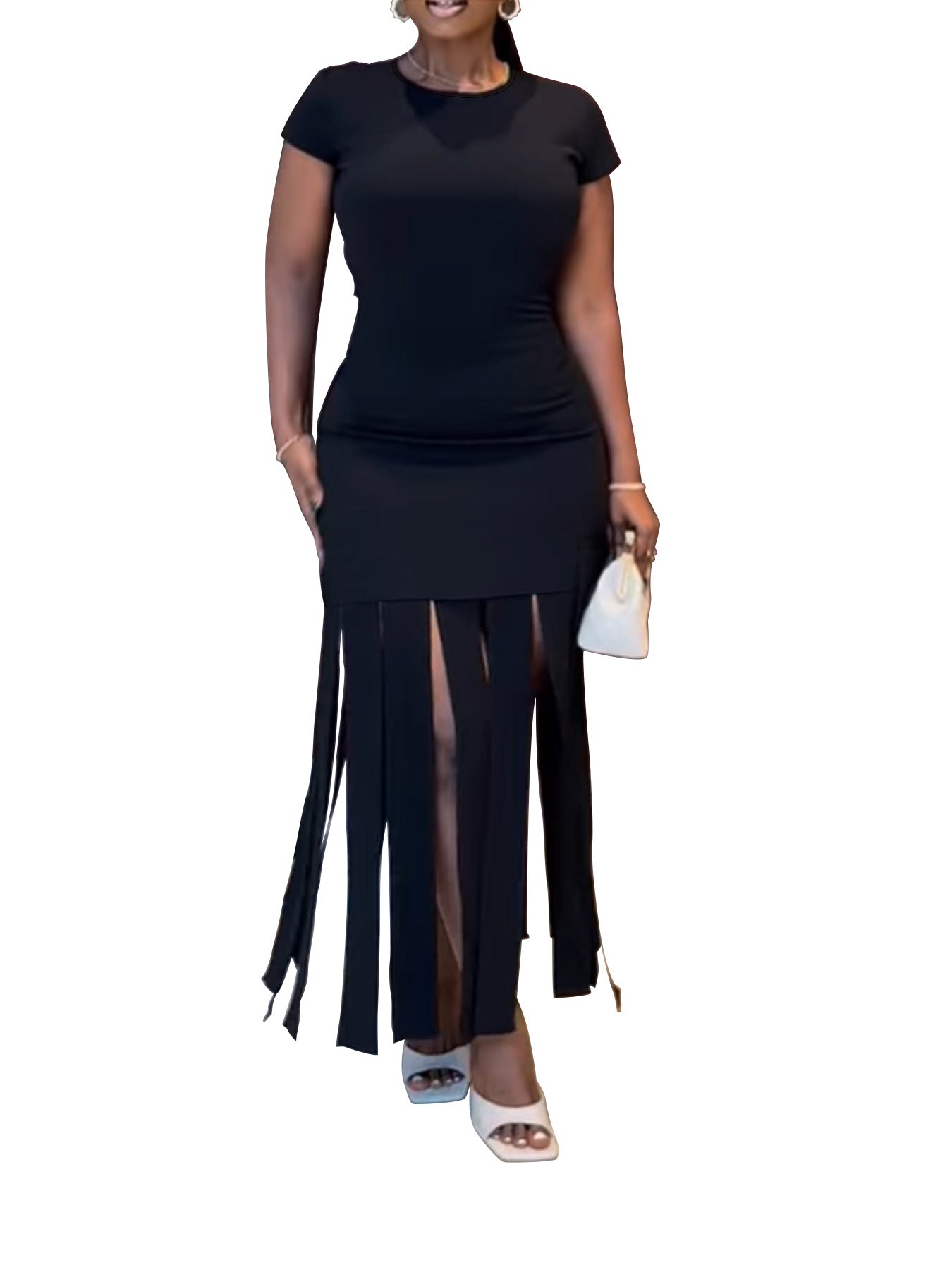 Women Casual Plus Size Fringe Dress