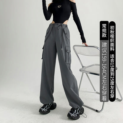 Pantalones cargo casuales de color sólido a la moda para mujer