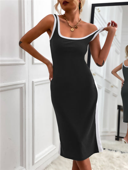 Women Simple Casual Solid Color Sleeveless Sling Dress