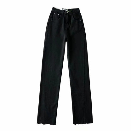 Vaqueros de mezclilla con cintura definida y color liso para mujer