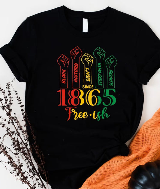 Camiseta informal de manga corta con estampado de letras Juneteenth 1865 para mujer