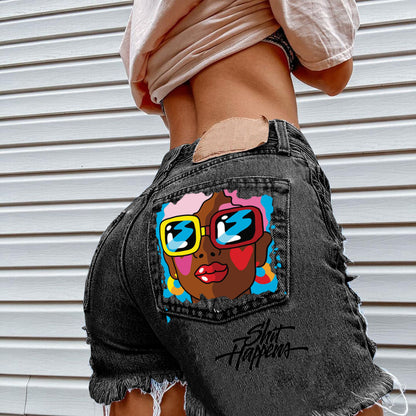 Women Summer Loose Edgy Vintage Casual High Waist Denim Shorts