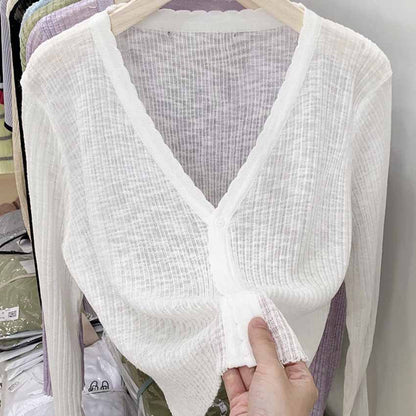 Cárdigan informal de punto de color liso para mujer, top de manga larga