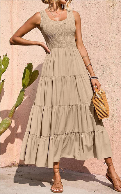 Vestido casual básico de verano para mujer, liso, corte A, estilo swing