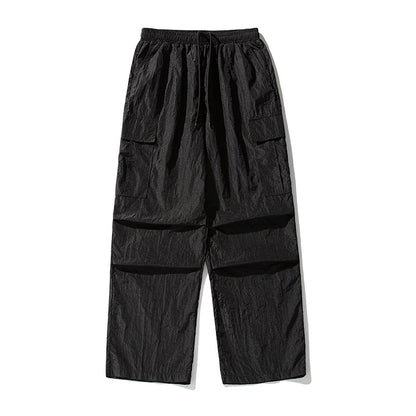 Pantalones cargo holgados de nailon y metal para mujer