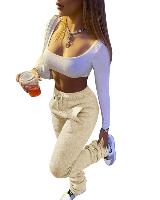 Women Casual Thickened Drawstring Sweat Pants