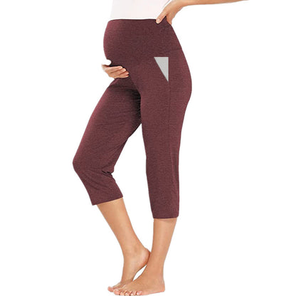 Pregnant Women Fashion Solid Color High Waist Casual Pants
