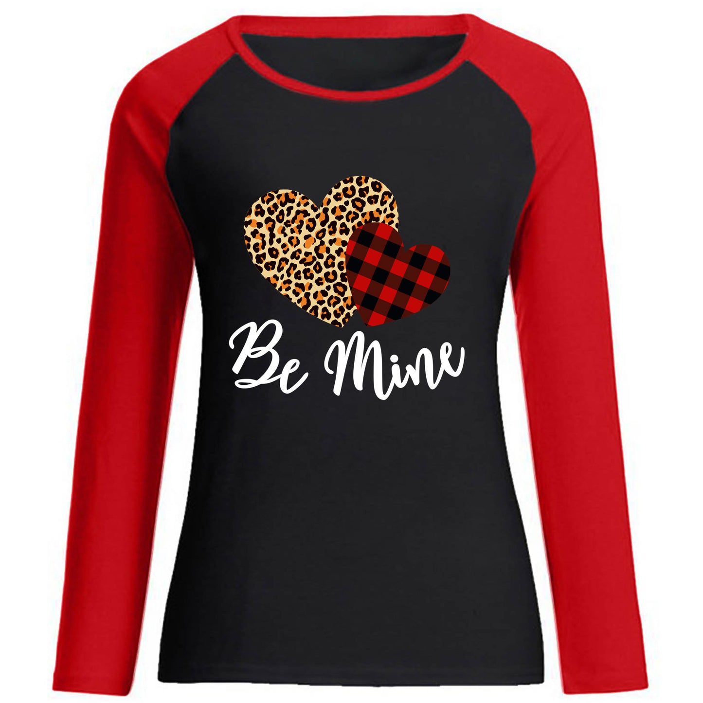 Camiseta informal de algodón con cuello redondo y manga larga para mujer, con estampado de letras de amor, para San Valentín