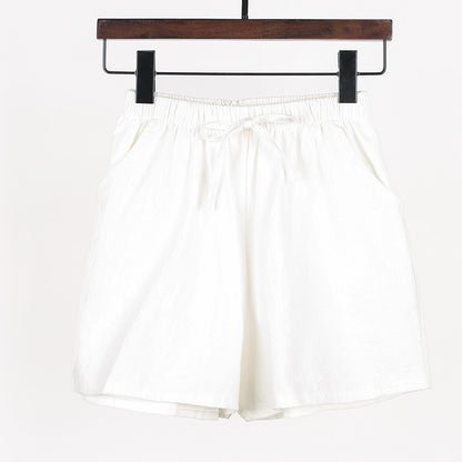 Women Linen Cotton Linen Sports Casual Wide Leg Shorts