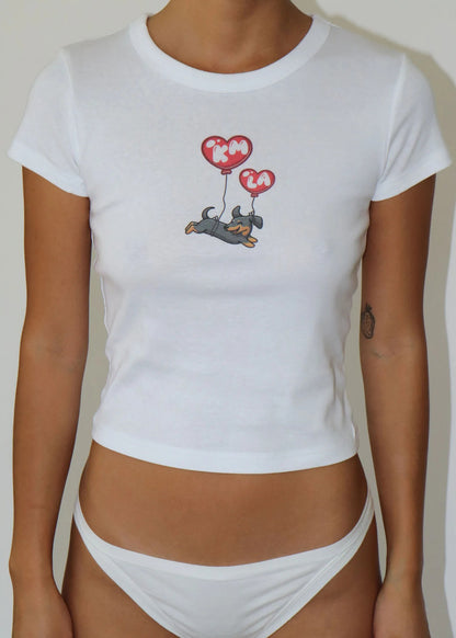 Camiseta informal de manga corta con estampado ajustado para mujer