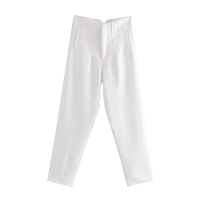 Women Fashion Casual Solid Color High Waist Pants