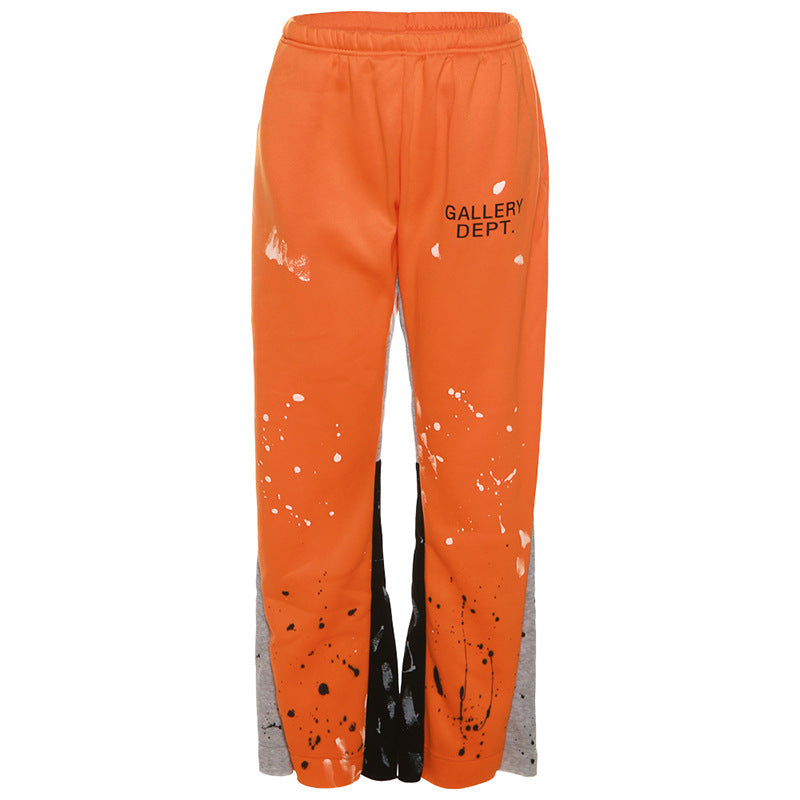 Athleisure Women Straight High Waist Stitching Casual Sports Pants