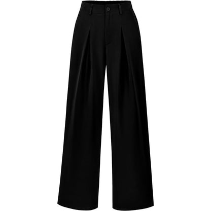 Pantalones casuales de pierna ancha y holgados de color sólido para mujer