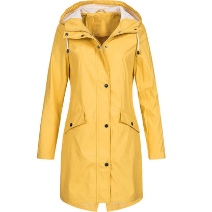 Plus Size Fashion Casual Autumn Winter Women Outdoor Solid Color Hooded Trench Coat