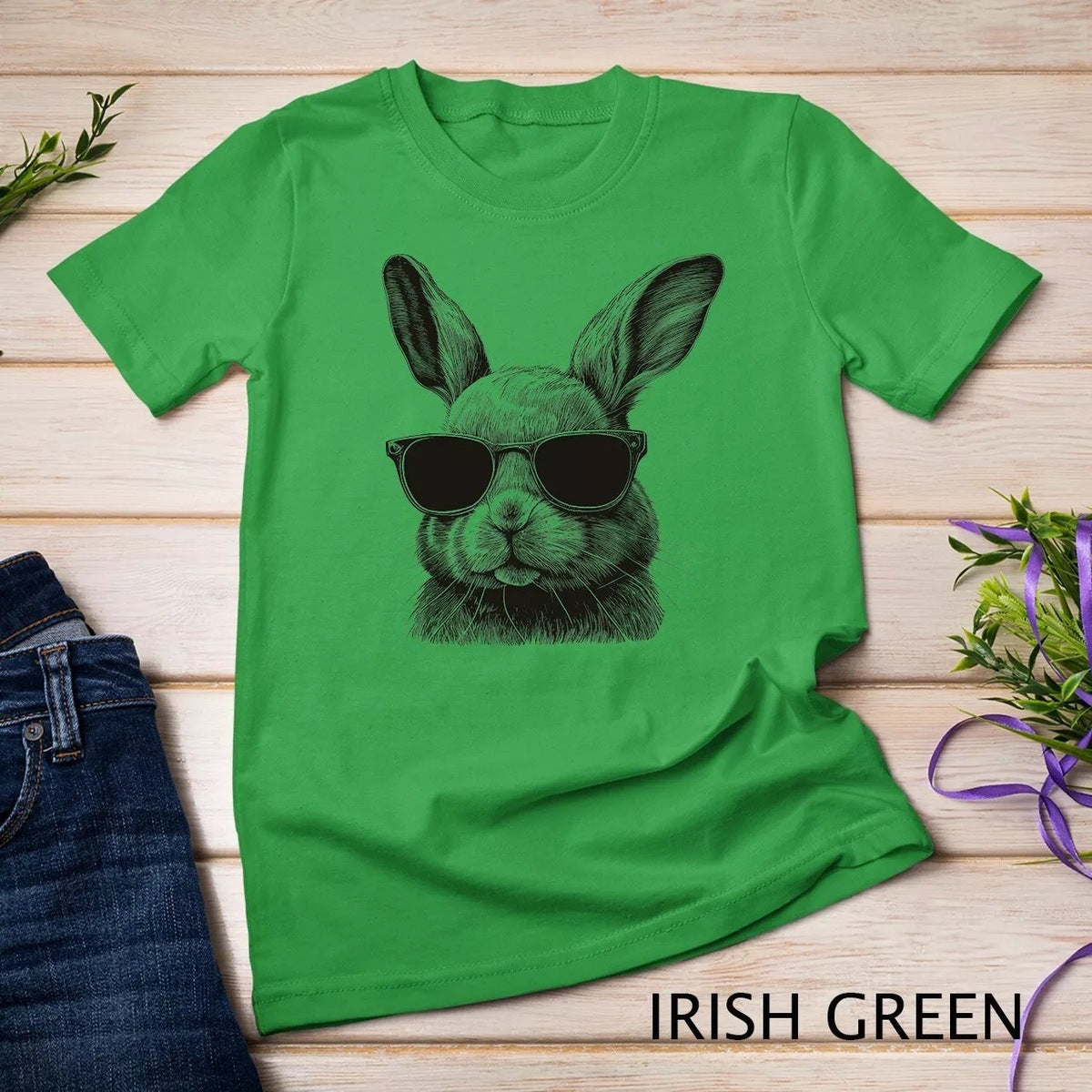 Camiseta holgada informal con estampado de conejo de Pascua para mujer