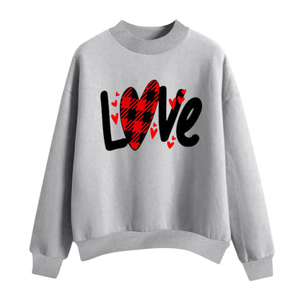 Sudadera holgada informal de San Valentín para mujer, con estampado de corazón y letras de amor, cuello redondo y manga larga