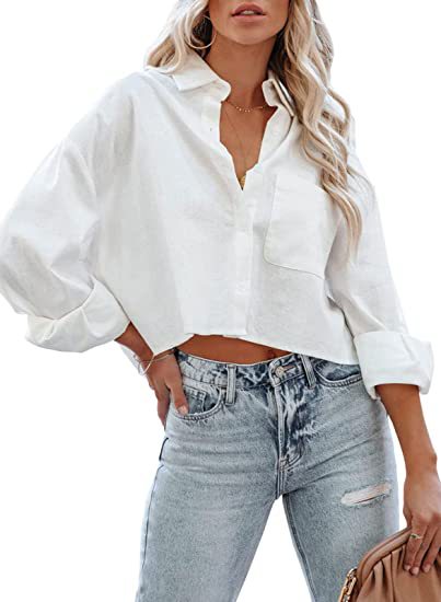 Blusa informal de manga larga con solapa y hebilla de color liso para mujer