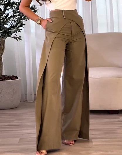Women Fashion Cross Design Casual Wide Leg Pants