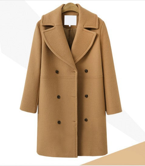 Abrigo cruzado básico de color liso elegante e informal para mujer