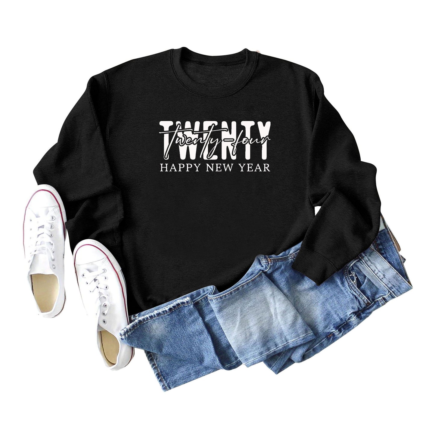 Women Simple Casual Letter Print Round Neck Long Sleeve Sweatshirt