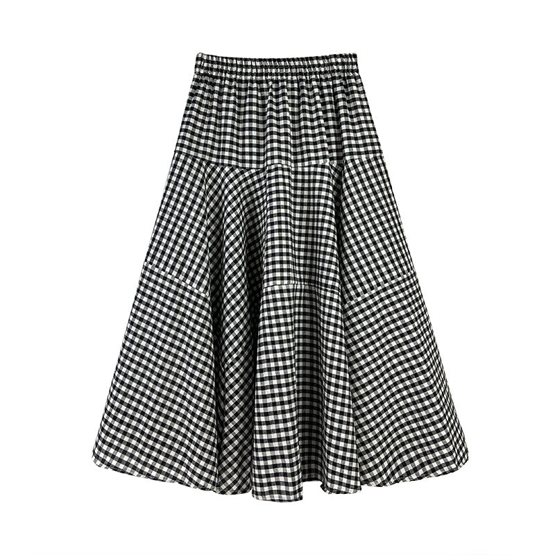 Falda paraguas a cuadros informal de moda para mujer