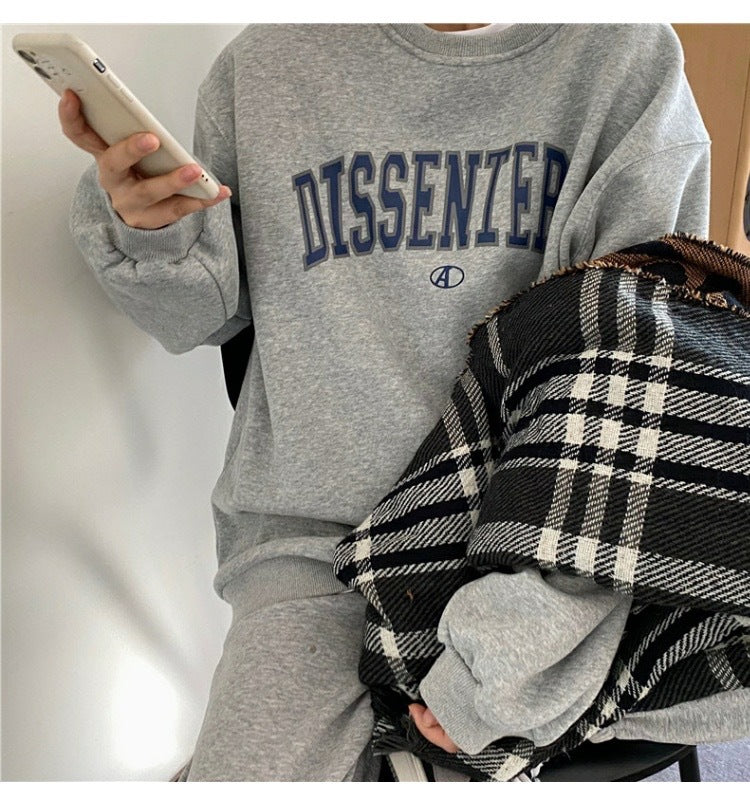 Sudadera informal con cuello redondo y estampado del alfabeto para mujer