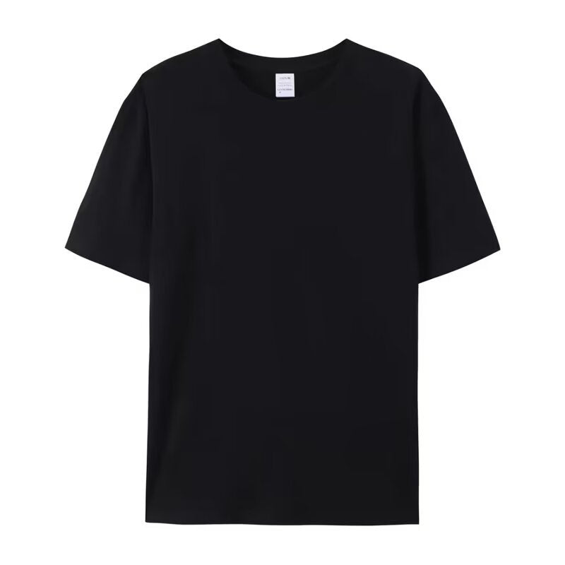 Camiseta básica holgada informal de color liso con cuello redondo para mujer